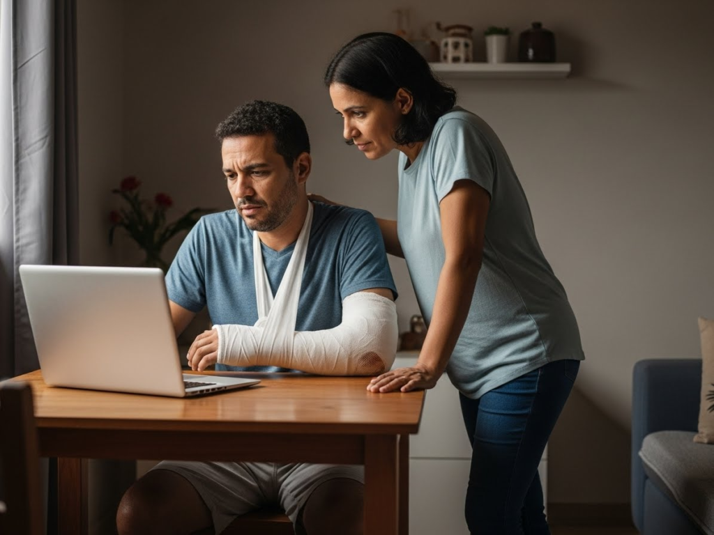 Trabalhador preenchendo CAT após empresa recusar emissão